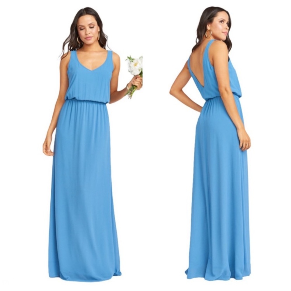 Show Me Your MuMu Dress Small Blue Kendall Maxi With Sash Wedding Flowy New‎